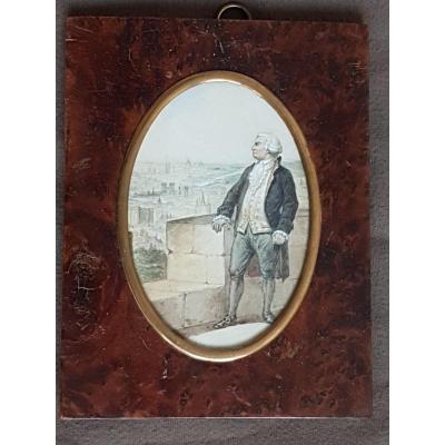 Watercolored Drawing Mirabeau Prisoner In The Dungeon Of Vincennes View Of Paris And Its Monuments