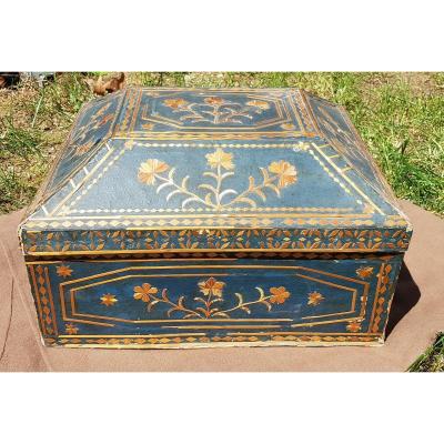 Beautiful And Rare Straw Decor Box With Blue Background