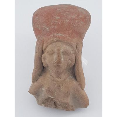 An-thropomorphic Head Face Of A Dignitary, Deformed Skull Tumaco Ecuador