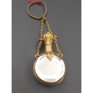 Perfume Bottle In Golden Brass And Mirror Napoleon III Complete XIX E Century