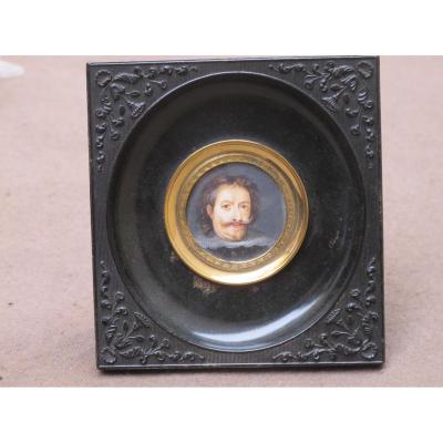 Miniature On Ivory Musketeer In A Beautiful Setting