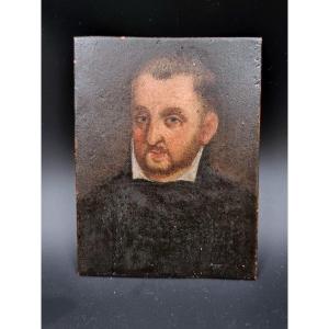 Miniature Oil On Copper Portrait Of Man XVII E Century Flemish School