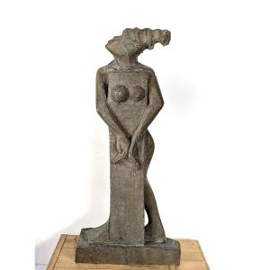Geometric Woman, Direct Carving - Kazumaza A. Student Of Etienne Martin - Circa 1960-70 #747