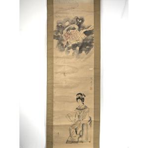 Demon And Beauty - Japan Gouache Kakemono Kawanabe Kyosai? (1831-1889) #336
