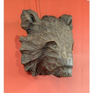 Bear Head Wall Lamp - Wood - Japan 1960-70 - Ham 102439