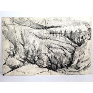 Mountain Landscape - Japan Black Stone - Hidetake Higo 1930-2010 - No. 4