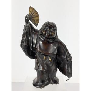 Child With A Fan, Bronze, Japan, Showa Circa 1970 #779
