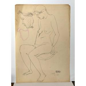 Nude Study - Graphite Circa 1930 - Yoshitsune Kuroda 1909 - 1998 - #849ss1