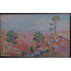 René Hanin - Orientalist School - Landscape -  " Boghari - Algerie " - 80 X 130 Cm - Oil On Canevas -