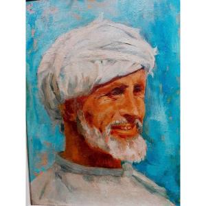 Oil On Canvas - Orientalist School - Dlg Of Charles Liebert - Portrait - 20th Century -