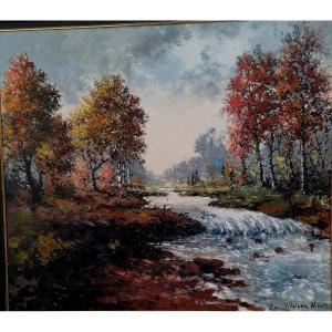 Nicholaas Van Vulpen Wiertz (1915-1991) - Landscape At The River - Oil On Canvas - 20th Century -