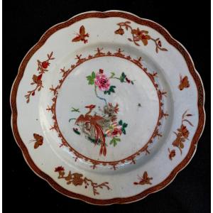 Chinese Porcelain Plate - Kangxi Period - Phoenix Decor - 18th Century - Very Good Condition -