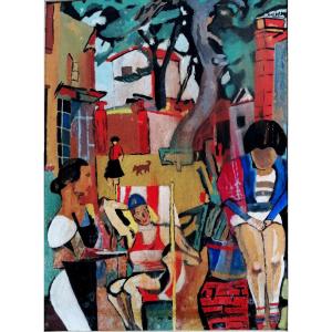 Gerard Dejenne - Gouache - Street Scene - Circa May 27, 1956 - Modern Art -