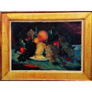Fouaz Perrault-harry - Oil On Canvas - Still Life With Fruit - 20th Century -