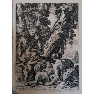 Nicolas Chaperon 1612-1656 - Engraving - Family Of Satyrs - Published By Ciartes - 1640 -
