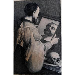 Henri Simon Thomassin - Portrait Of Caravaggio - Engraving On Laid Paper -