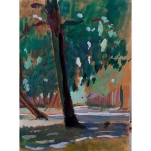 Jean Gerard Carrere - Watercolor - Landscape - Undergrowth - Post Impressionist - 20th Century -