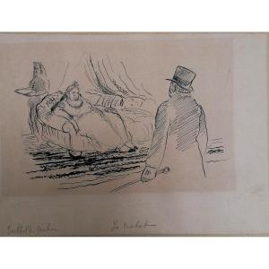Berthold Mahn - Original India Ink - Alphonse Daudet - The Nabab - Illustration - 1930 -