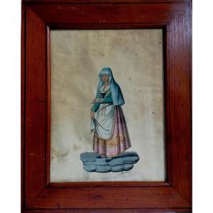 Michela De Vito - Ink And Watercolor - Scene Of Life And Neapolitan Costume - Circa 1830 - 6/6 -