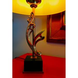 Charles Or Jansen House Lamp - Marble And Bronze - Naturalist Decoration - 1970s/80s