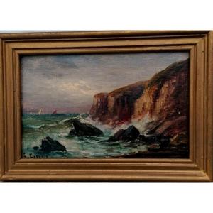 Gaston Corbier - Oil On Board - Seascape - Brittany - 20th Century