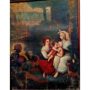 Oil On Canvas - Holy Family - Italian School - 17th Century