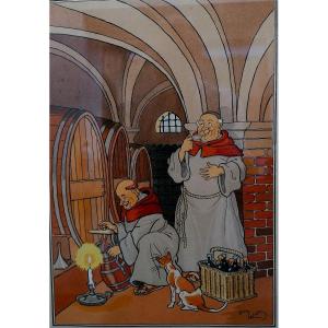 Stencil - Lithograph - Harry Eliott - The Monks -