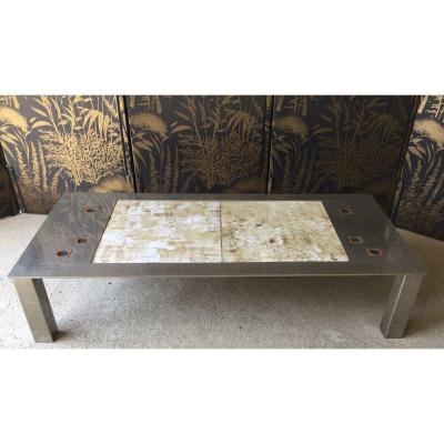 Roche Bobois 1970 Coffee Table In Brushed Steel