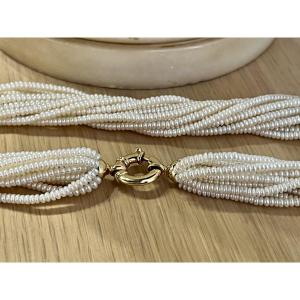 Twisted Pearl Necklace With Yellow Gold Clasp