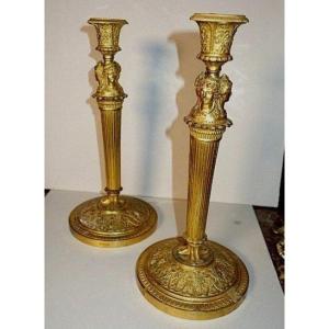 Pair Of Empire Period Candlesticks