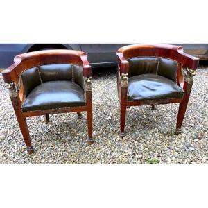 Pair Of Empire Style Office Chairs 