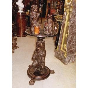 Swiss Carved Wooden Tobacco Table