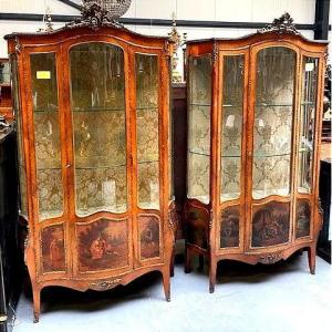 Pair Of Vernis Martin Display Cabinets 