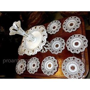 Bohemian Crystal Flower Picks And Its Matching Crystal Dishes