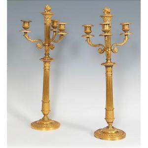 Pair Of Gilt Bronze Candlesticks
