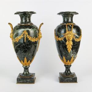 Pair Of Marble Vases Of A Palatial Size