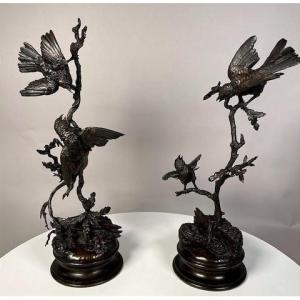 Pair Of Birds In Spring By Ferdinand Pautrot