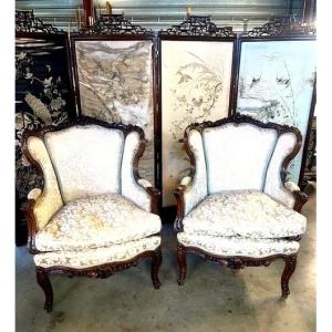 Pair Of Louis XV Bergère Armchairs