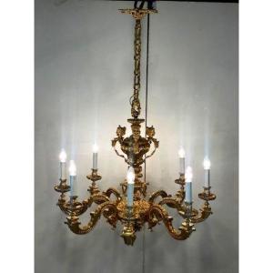 Large Gilt Bronze Chandelier 