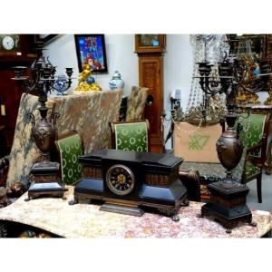 Bronze And Marble Clockset