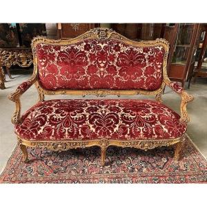 Large Golden Wood Sofa