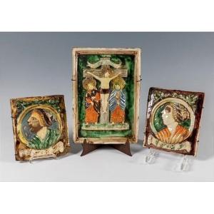 Set Of 3 16th Century Stove Tiles 