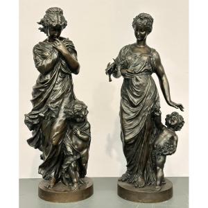 Bronze Figures Depicting The Winter & The Summer