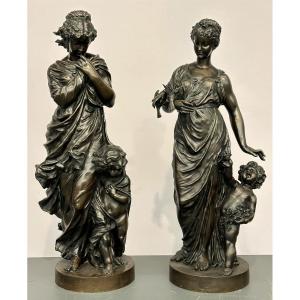 Bronze Sculptures Representing The Winter & The Summer