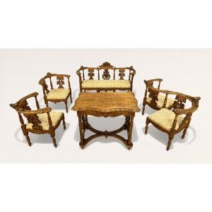 Neo-renaissance Walnut Suite