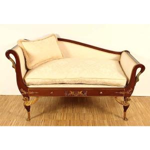 Recamier / Daybed In Mahogany And Gilt Bronze