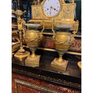 Pair Of Gilt Bronze And Spath Fluor Vases.