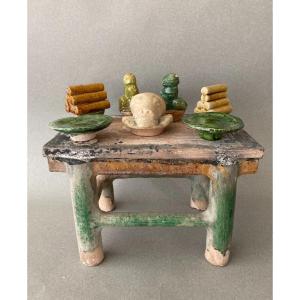 China: Ming Pottery Model Of An Altar Table 16th Century