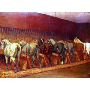 Horses In The Stable By Armand Durbec