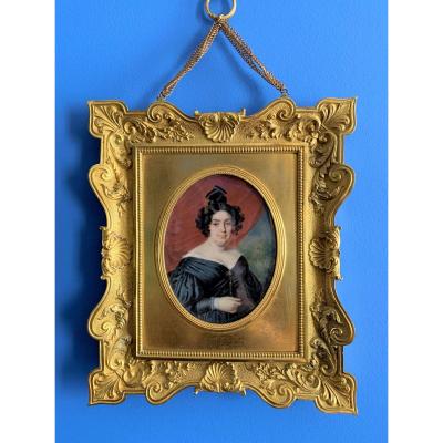 Miniature Portrait Of Frédéric Millet 1837, Louis-philippe Period